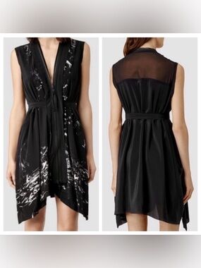 all saints lewis flora zip up printed dress